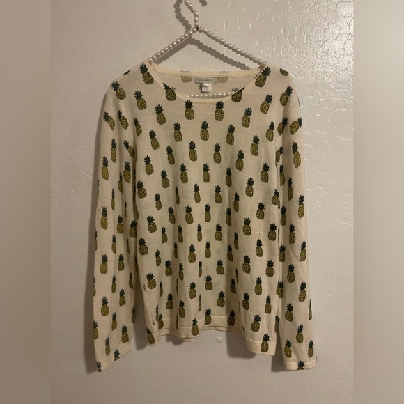 Garnet Hill Pineapple Pattern Sweater - Cream - Picture 2 of 5